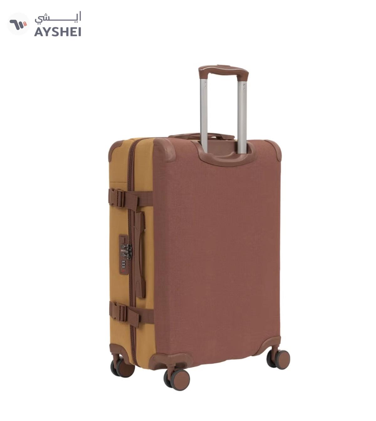 PARAJOHN Retro 3-Piece Canvas Luggage Set | 20/24/28 Inch Suitcases | 4-Wheel 360° Spinner Trolley | Travel Hard Case Set Brown-1-portrait