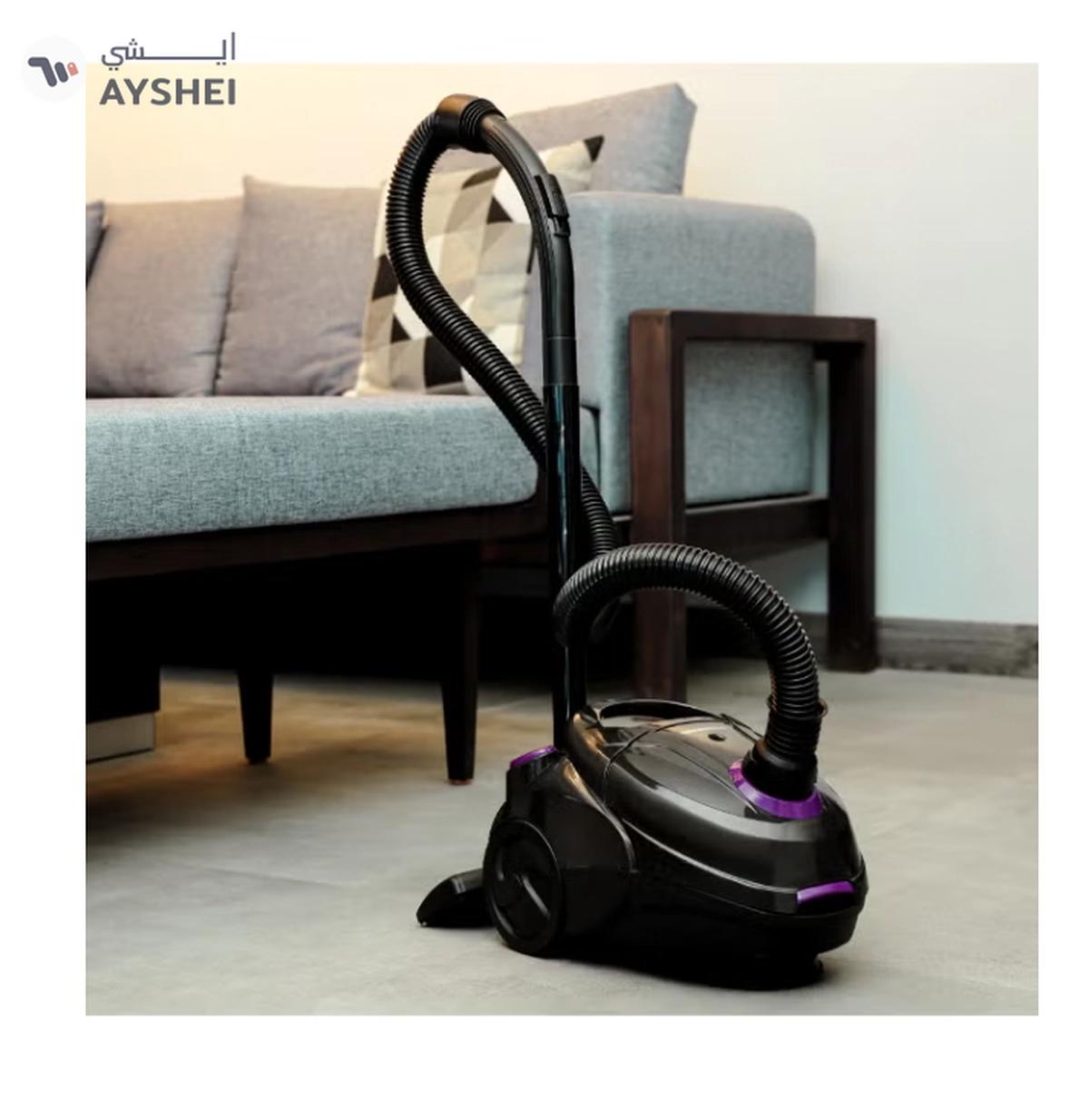 Olsenmark Vacuum Cleaner With Dust Bag 1400W OMVC1782, Powerful Suction, Dust Full Indicator,Dust Bag capacity 1.5L, Flexible Hose With Airflow On Handle, Pedal Switch And Auto-Rewinding Wire 1.5 L 1400 W OMVC1782 Black/Purple-6-6