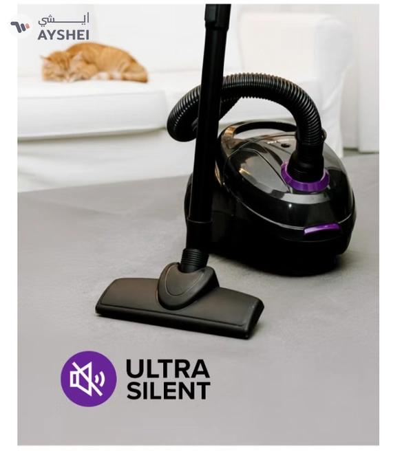 Olsenmark Vacuum Cleaner With Dust Bag 1400W OMVC1782, Powerful Suction, Dust Full Indicator,Dust Bag capacity 1.5L, Flexible Hose With Airflow On Handle, Pedal Switch And Auto-Rewinding Wire 1.5 L 1400 W OMVC1782 Black/Purple