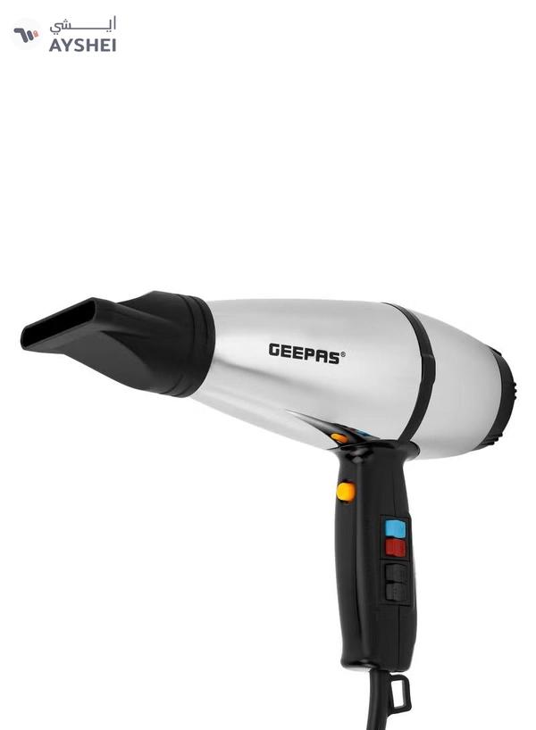 Geepas Hair Dryer GHD86072, AC Motor, Cool Shot Function, 2 Heat Setting Function, Overheat Production, Strong And Powerful Wind, Detachable Filter Easy To Clean, One Nozzle, Fast Drying Of Thick Hair