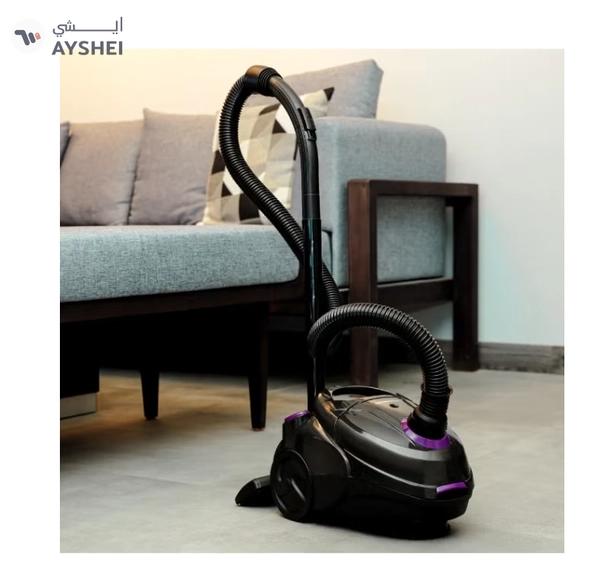 Olsenmark Vacuum Cleaner With Dust Bag 1400W OMVC1782, Powerful Suction, Dust Full Indicator,Dust Bag capacity 1.5L, Flexible Hose With Airflow On Handle, Pedal Switch And Auto-Rewinding Wire 1.5 L 1400 W OMVC1782 Black/Purple