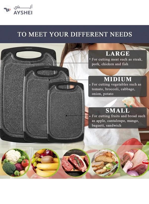 Eworld 3-Piece Plastic Cutting Board Set – Non-Slip Kitchen Chopping Boards
