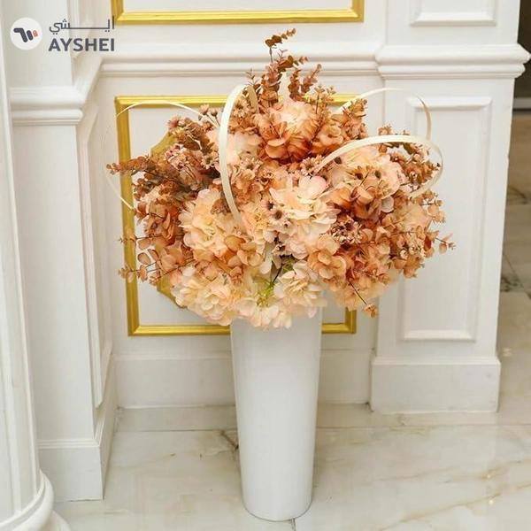 YATAI Artificial Silk Hydrangea Flower Bunch Arrangements Large Fake Floral Bundles Home Wedding Bouquet Table Centerpieces Party Decoration-Peach-Pink (1)