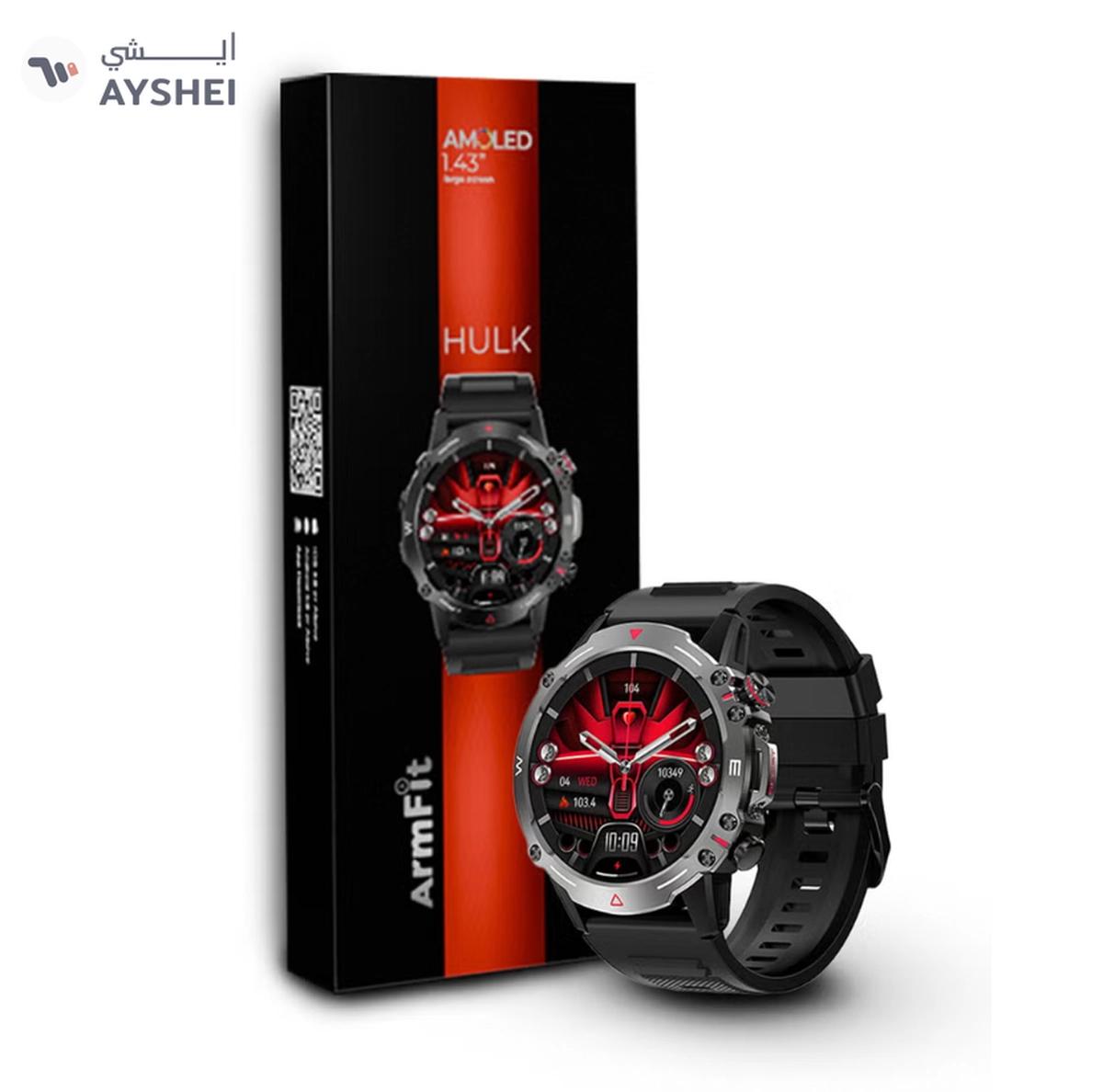 ARMFIT Hulk Smartwatch For Men, AMOLED Always On Display Bluetooth Calling Waterproof Fitness Watches Compatible With Android iOS Black-1-1