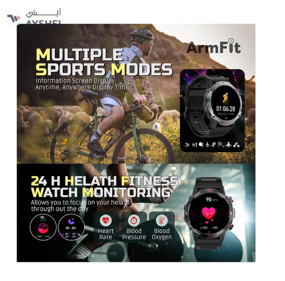 ARMFIT Hulk Smartwatch For Men, AMOLED Always On Display Bluetooth Calling Waterproof Fitness Watches Compatible With Android iOS Black-3-3