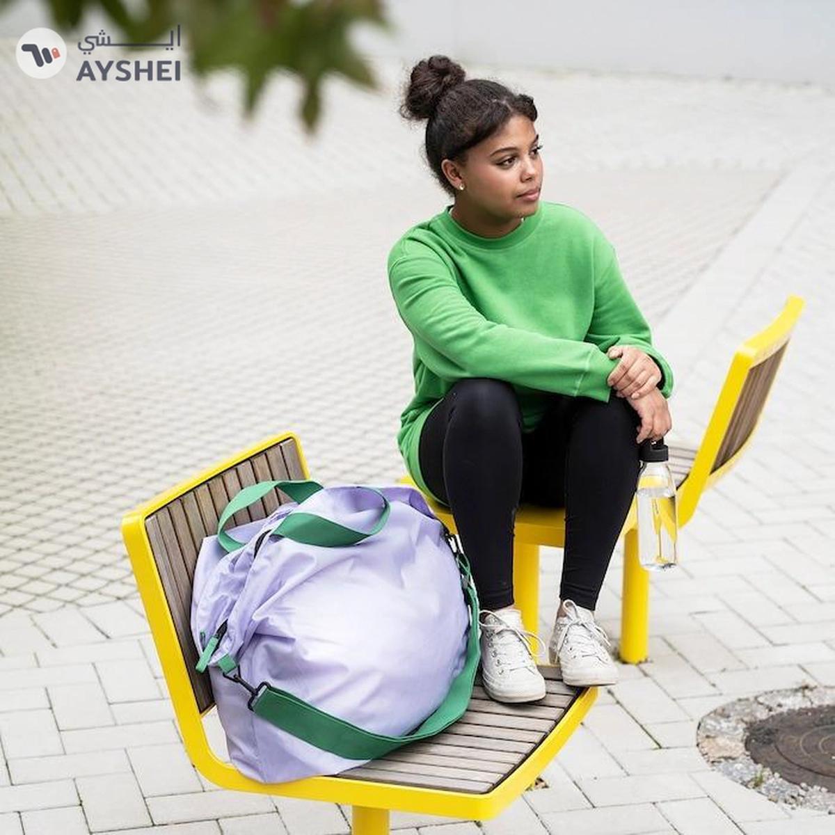 IKEA RÄCKLA Bag, Foldable, Lilac/Green, 75x45 cm/55 L-3-3