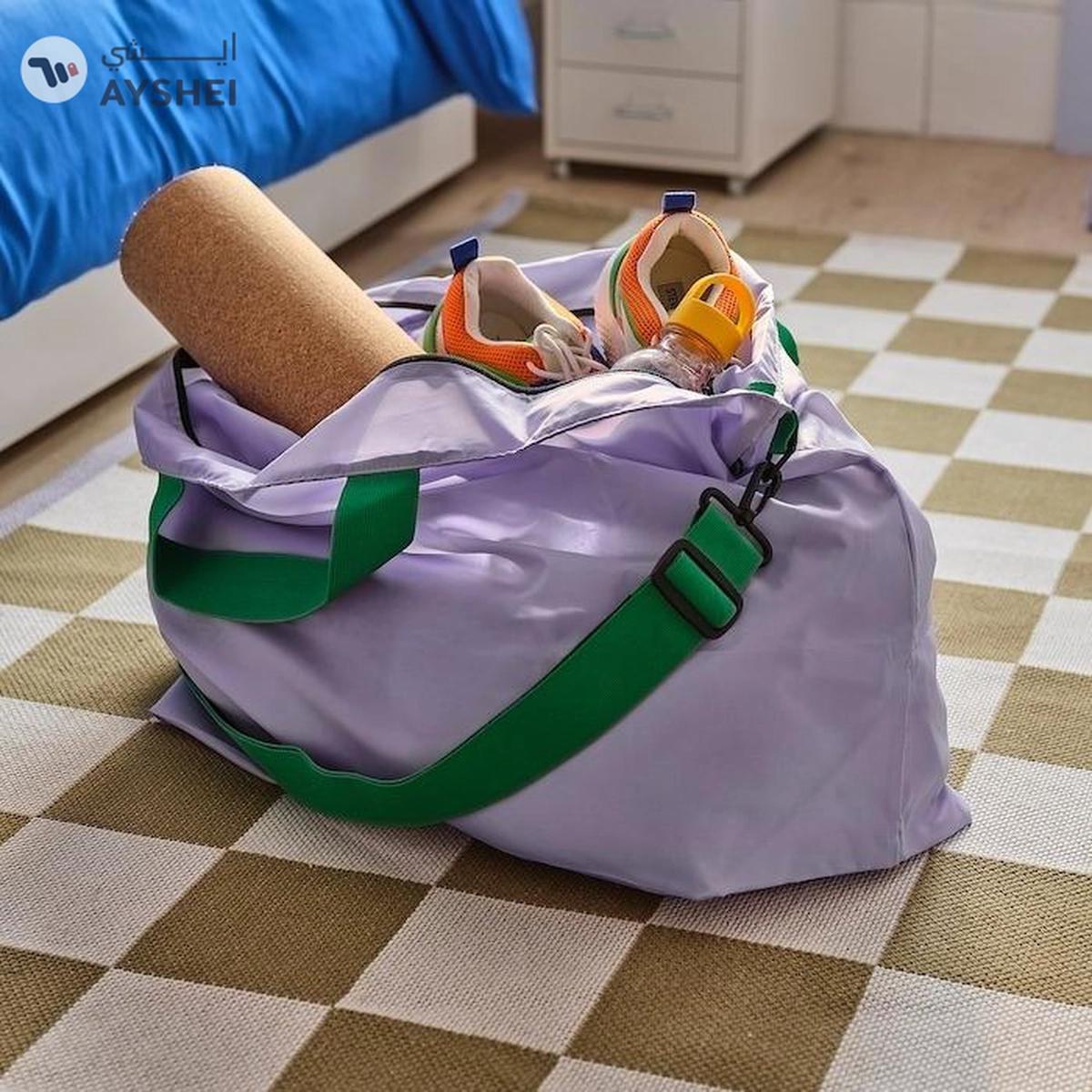 IKEA RÄCKLA Bag, Foldable, Lilac/Green, 75x45 cm/55 L-6-6
