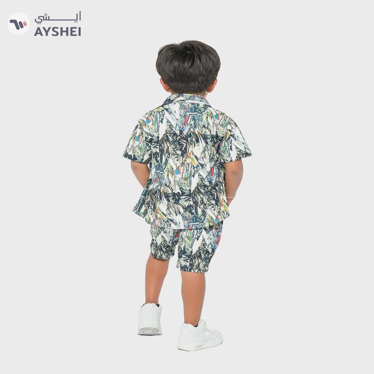 Babyqlo Nature explorer three-piece set for boys - tropical shirt, t-shirt, shorts-5-5