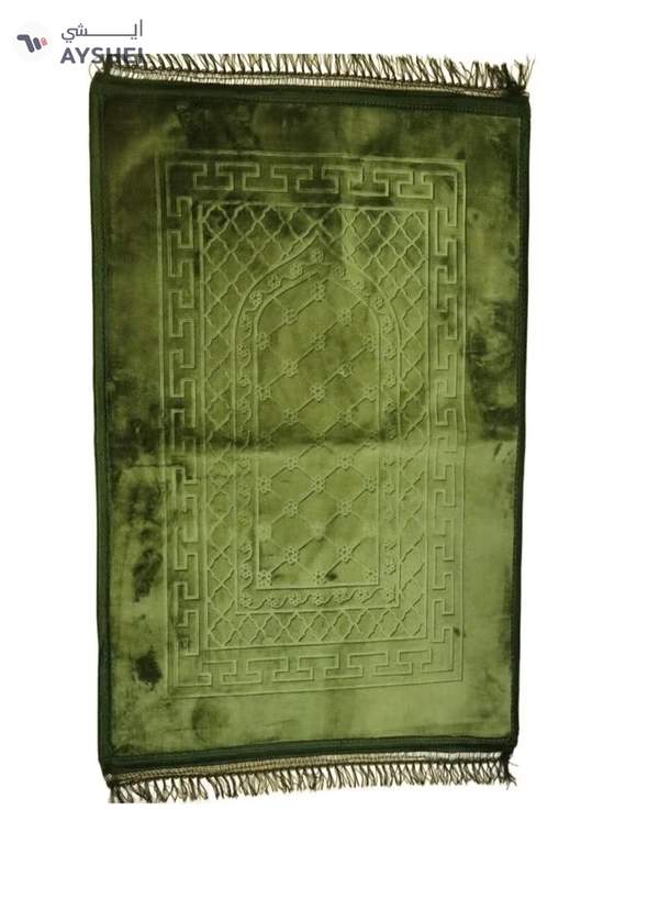 Yuwell Embossed Prayer Mat Anti-Slip Velvet Top Islamic Prayer Mat Sajadah Prayer Rug Salah Mat For Men And Women Eid Gift And Ramadan Gift 70X110CM Green