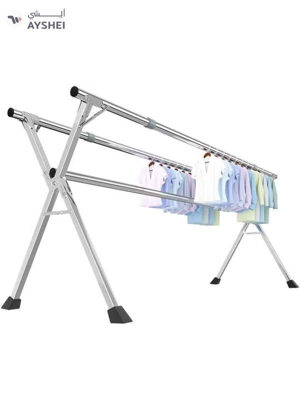 DubaiGallery Clothes Drying Rack Outdoor Retractable, Adjustable and Foldable Space-Saving Laundry Rack, Free of Installation Stainless Steel Garment Rack, for Indoor Outdoor