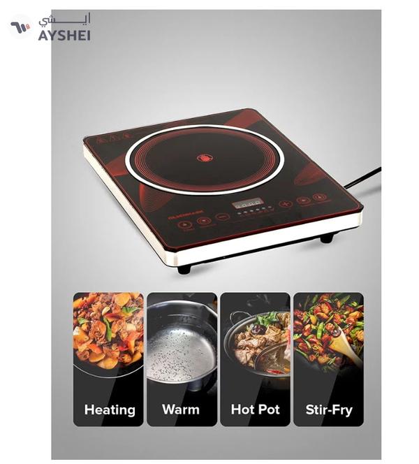 Olsenmark Digital Control Electric Infrared Cooker, Single Cooking Hob, Burner With Adjustable Temperature, Energy Saving/ Touch Control, 20 Settings, Stainless Steel Body and Tempered Glass Panel, 2 Years Warranty 2200 W OMIC2092M Black/Red