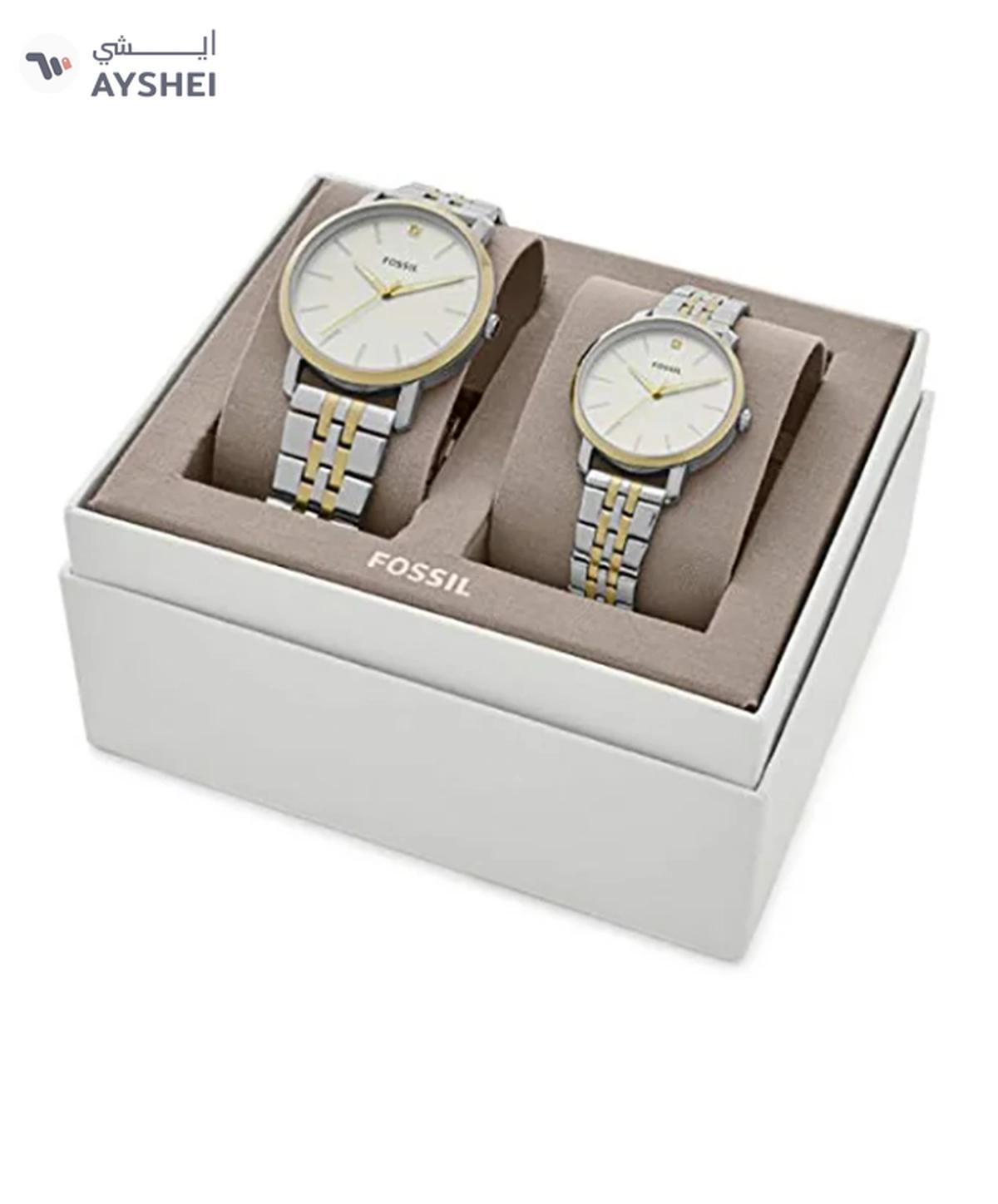 Fossil Stainless Steel Analog Couple Watch Set-0-portrait