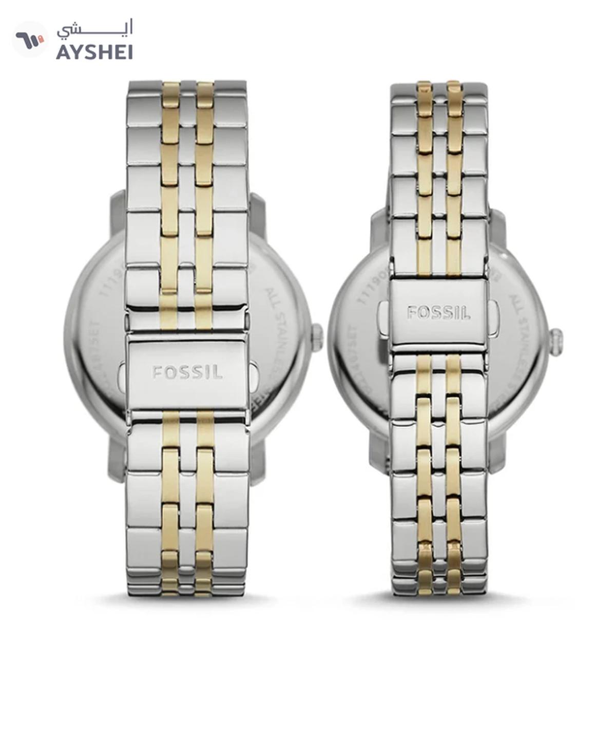 Fossil Stainless Steel Analog Couple Watch Set-1-portrait