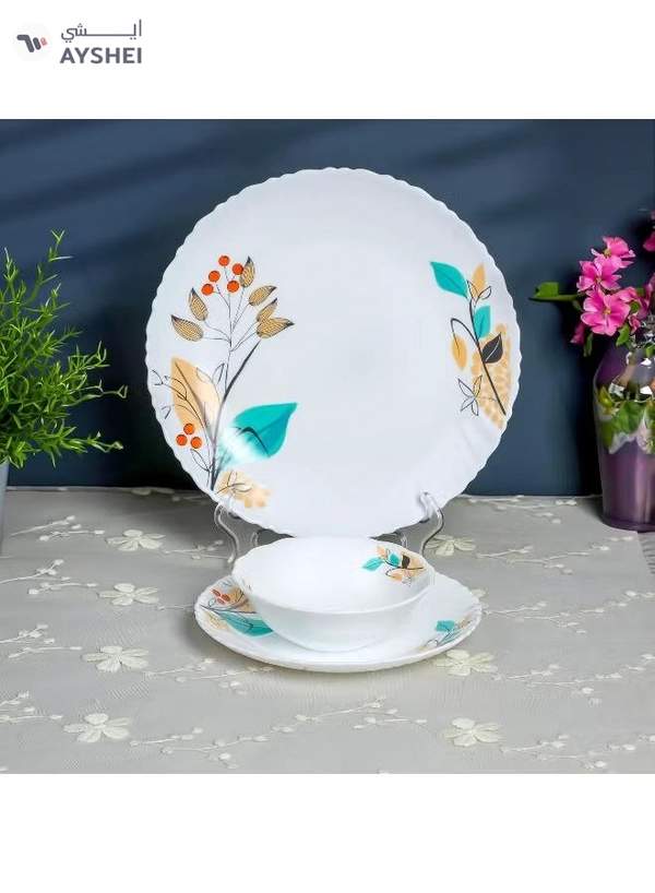 Delcasa DC3304 Tropical Tranquility Opalware Dinner Set 12-Pieces, White