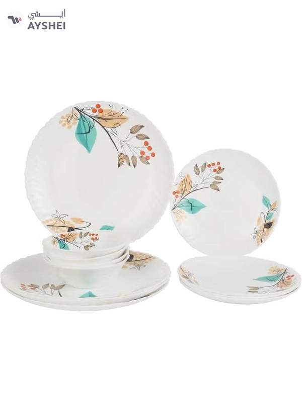 Delcasa DC3304 Tropical Tranquility Opalware Dinner Set 12-Pieces, White