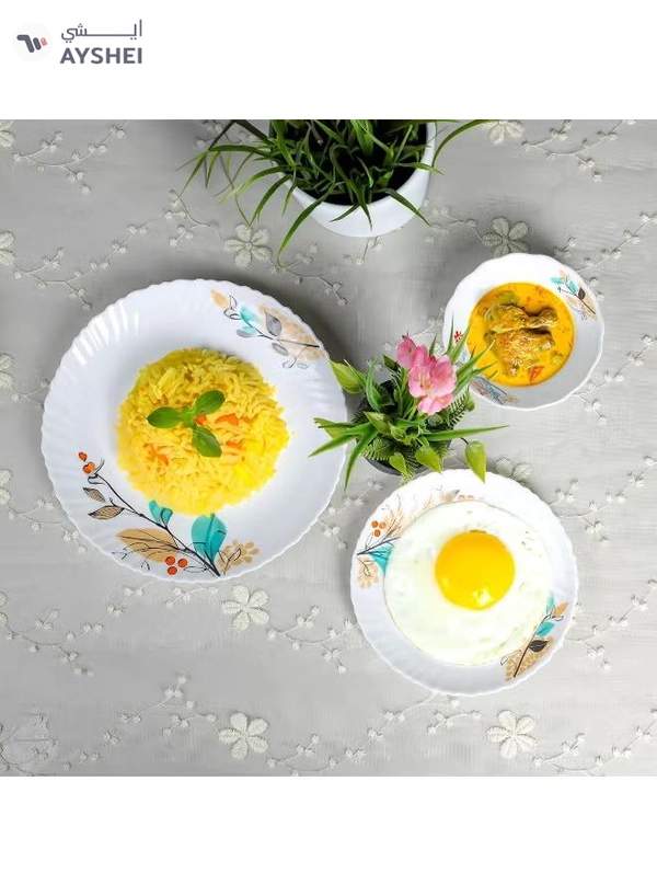 Delcasa DC3304 Tropical Tranquility Opalware Dinner Set 12-Pieces, White