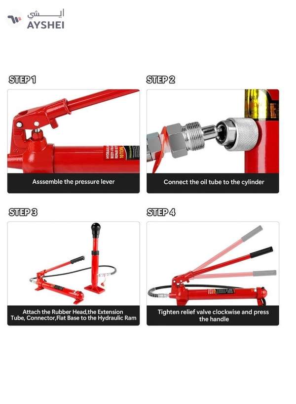 ABBASALI Portable Car Floor Jack 1 Set 10 Ton Hydraulic Power Car Van Jack Body Frame Repair Kit