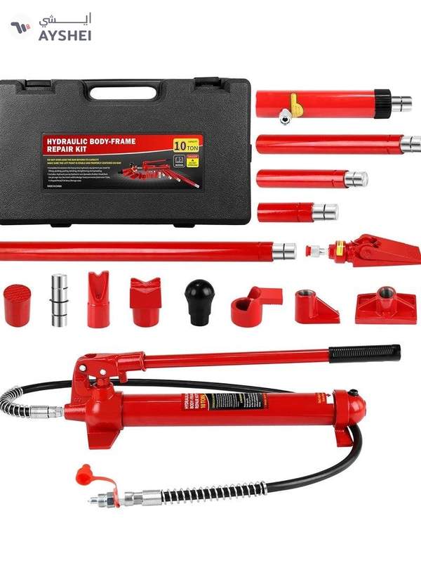 ABBASALI Portable Car Floor Jack 1 Set 10 Ton Hydraulic Power Car Van Jack Body Frame Repair Kit