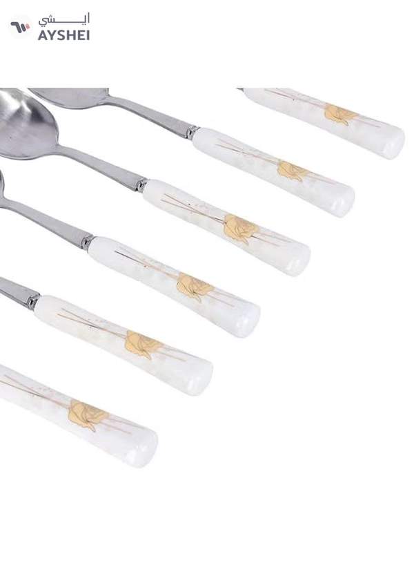 DELCASA 6-Piece Dinner Spoon Set White/Yellow