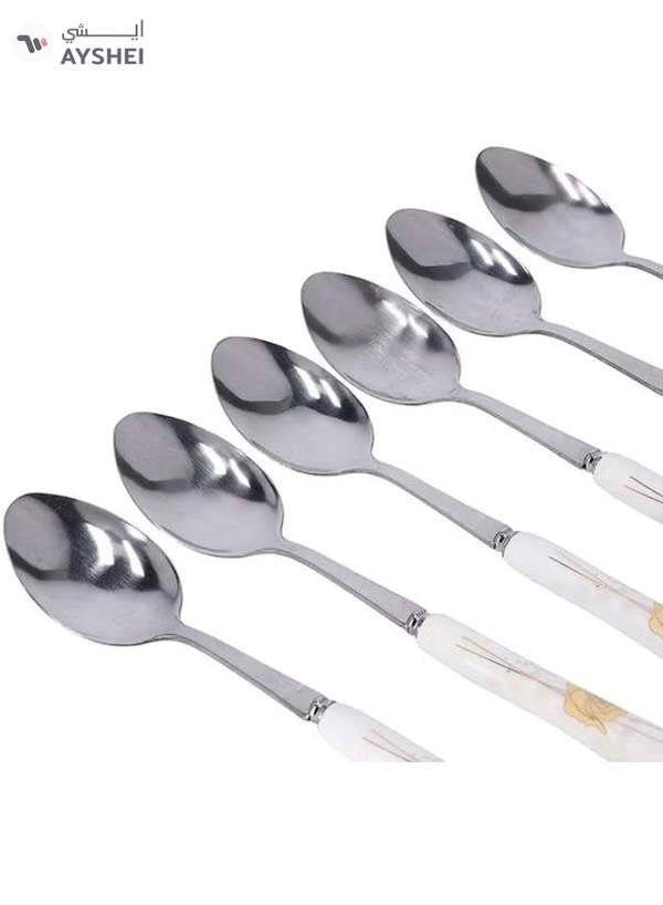 DELCASA 6-Piece Dinner Spoon Set White/Yellow