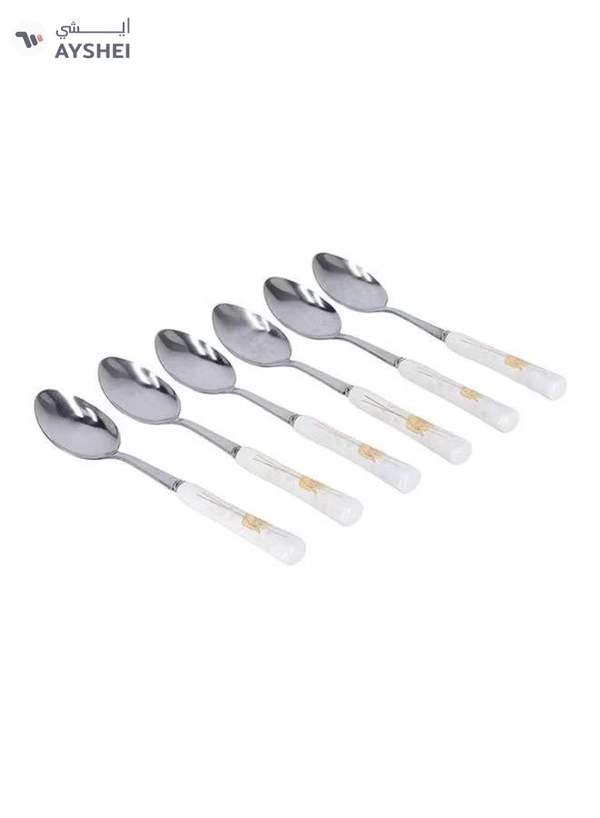 DELCASA 6-Piece Dinner Spoon Set White/Yellow