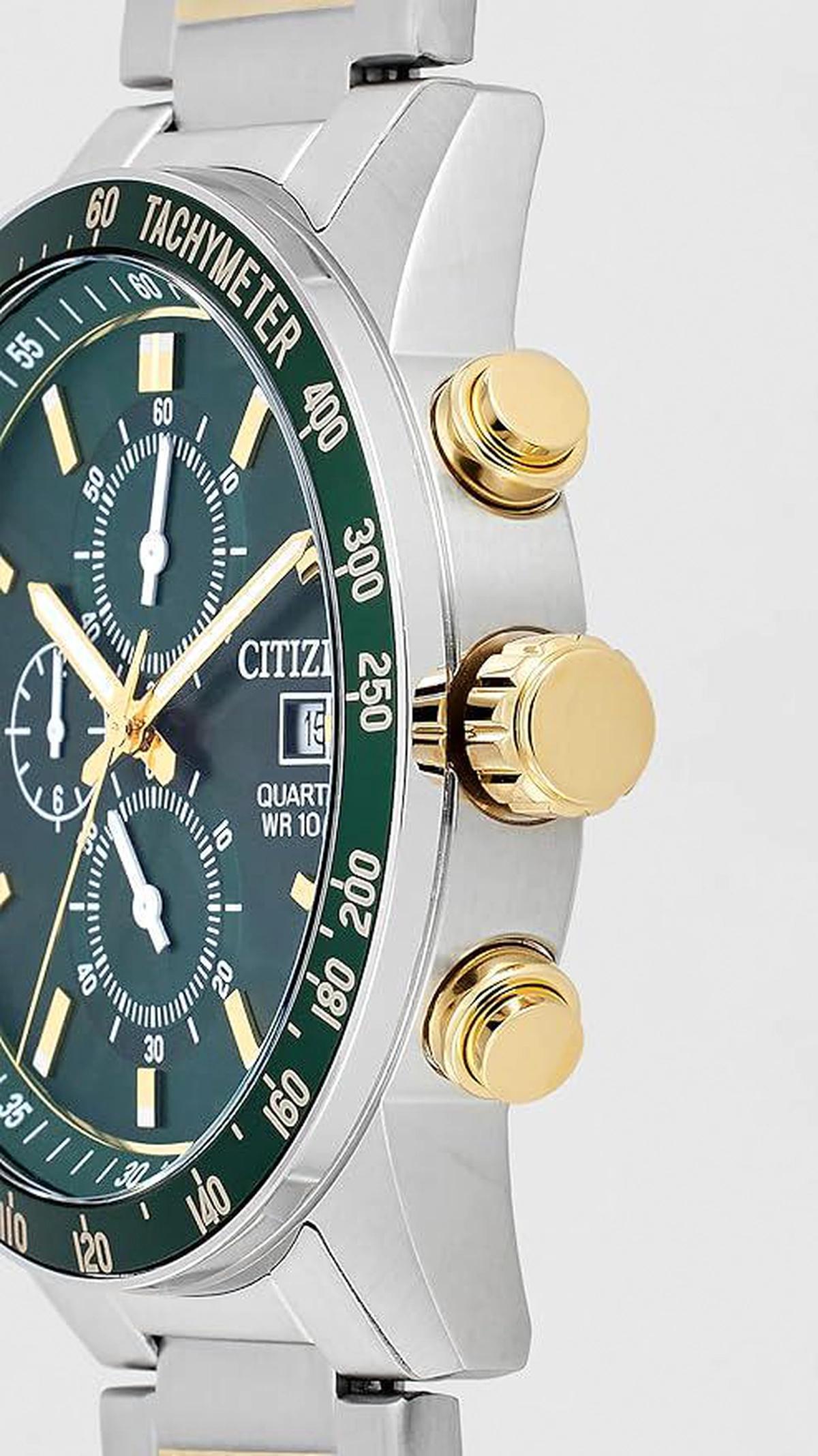 Citizen Chronograph Quartz Green Dial Stainless Steel Men's Watch AN3689-55X-2-2