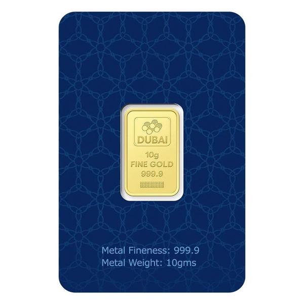 Dubai Gold 10 Grams Pure 999.9 Fine Gold Bar - Variable Design
