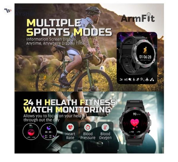 ARMFIT Hulk Smartwatch For Men, AMOLED Always On Display Bluetooth Calling Waterproof Fitness Watches Compatible With Android iOS Black