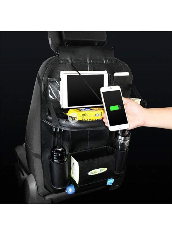 Generic Auto Back Seat Organizer With Table Tray with 3 Charging Line