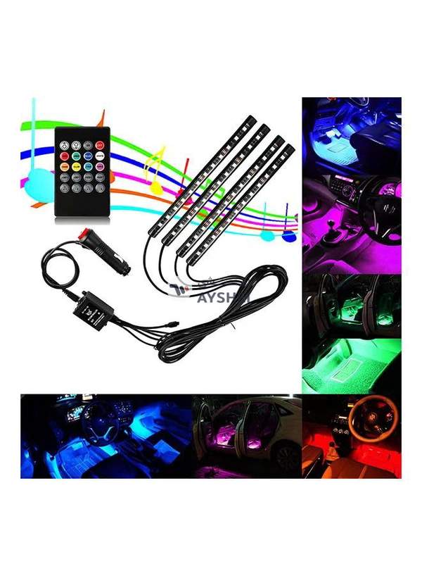 Generic 4 In 1 Car Rgb LED Strip Light With Wireless Remote Control
