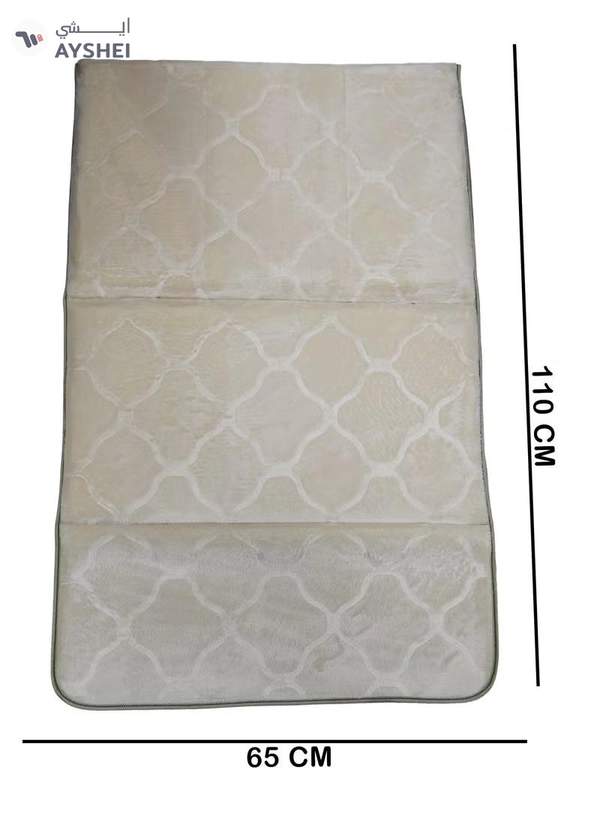 Yuwell Foldable Prayer Mat with Back Support & Carrying Bag, 2-in-1 Prayer Rug Sajadah, Anti-Slip Islamic Salah Mat Soft Velvet Mat 110×65CM for Men & Women, Portable Ramadan & Eid Gift Beige