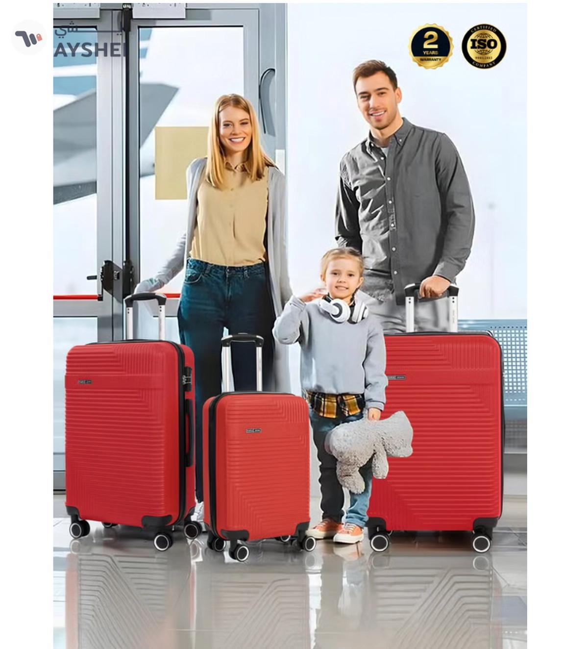 PARAJOHN ABS Material 3-Piece Hardsided Luggage Set | 4-Wheel Spinner Trolley | Small (10kg), Medium (20kg), Large (30kg)Red-6-6