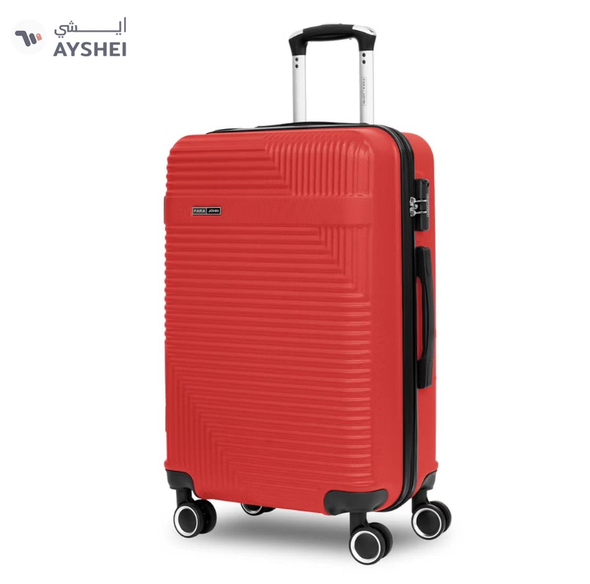 PARAJOHN ABS Material 3-Piece Hardsided Luggage Set | 4-Wheel Spinner Trolley | Small (10kg), Medium (20kg), Large (30kg)Red-4-4