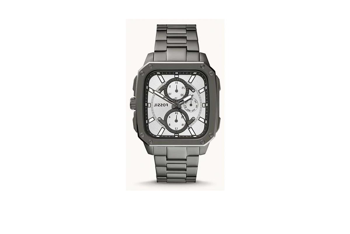 Fossil Men's Inscription Rectangle Shape Stainless Steel Chronograph Wrist Watch BQ2657 - 42mm - Grey-0-landscape