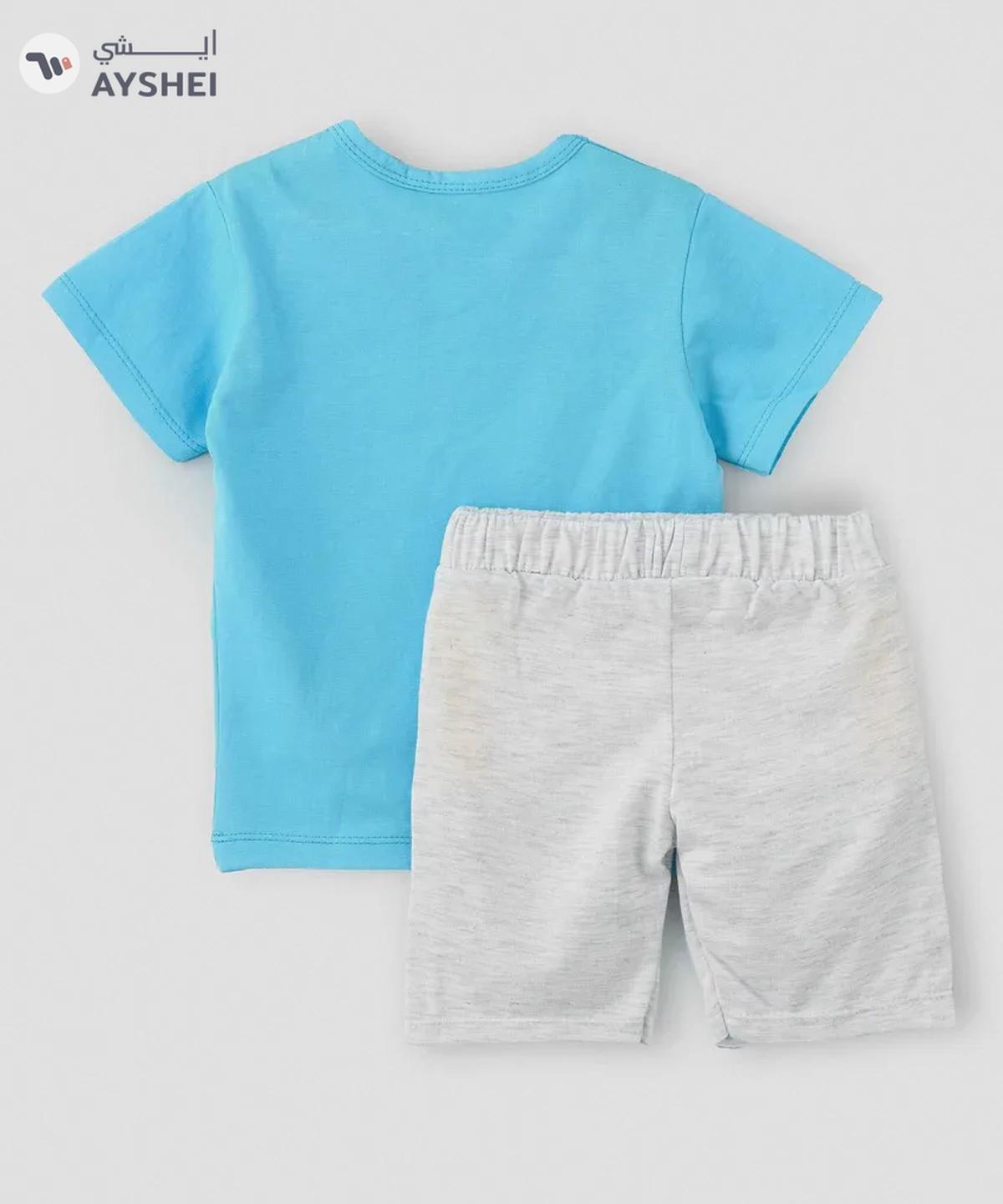 Babyqlo I Make My Own Luck Quoted T-Shirt & Shorts Set - Blue-1-1