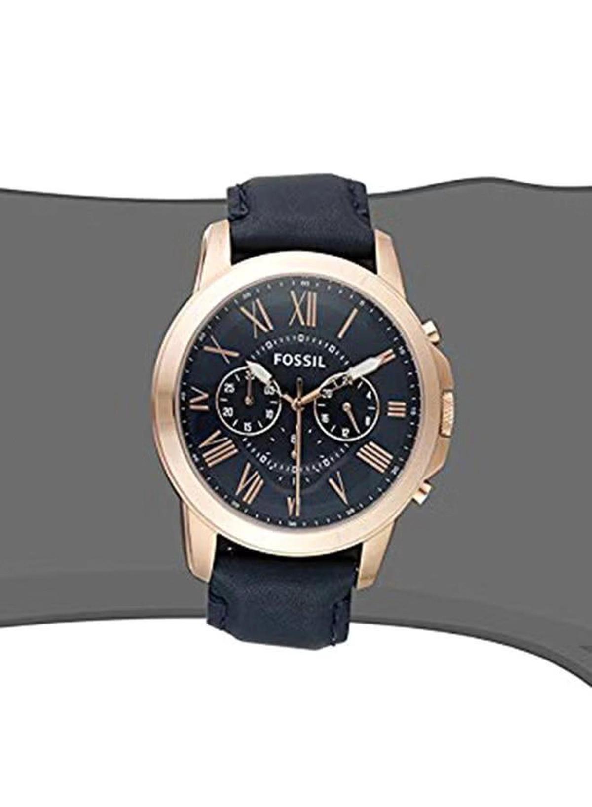 Fossil Men's Water Resistant Leather Analog Quartz Watch FS5237 - 44 mm - Blue-4-4