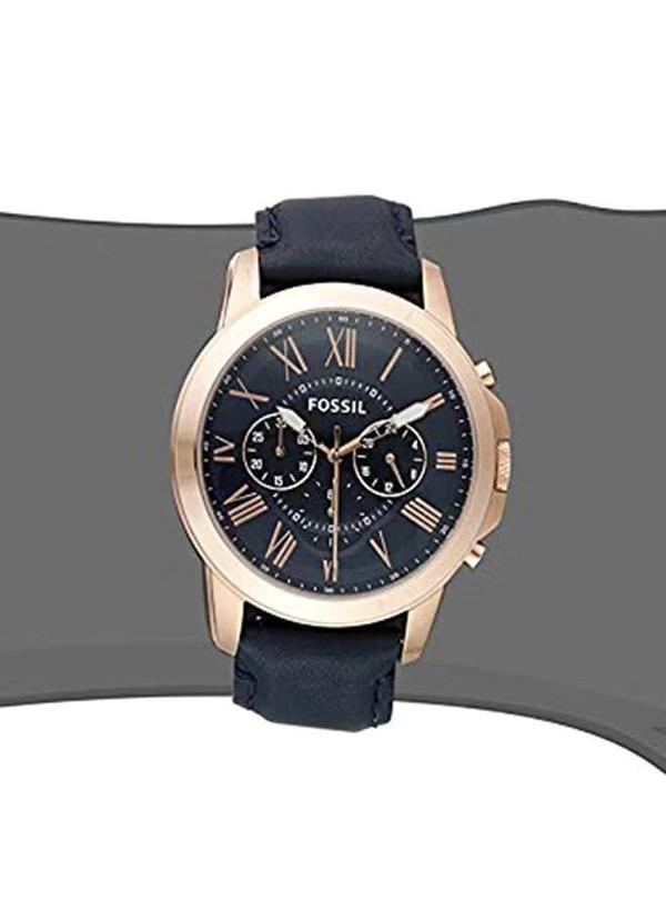 Fossil Men's Water Resistant Leather Analog Quartz Watch FS5237 - 44 mm - Blue