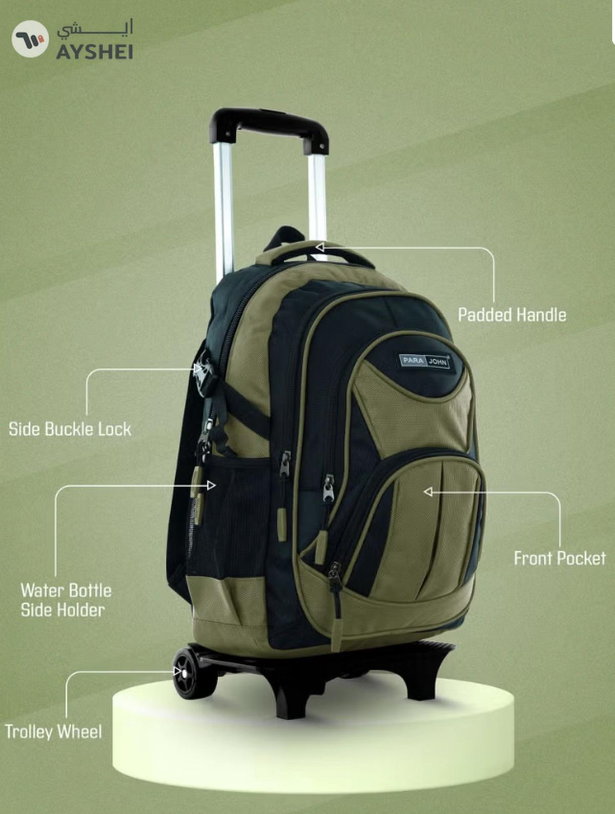 PARAJOHN 2 Wheel Trolley backpack 20 inches Green-1-portrait