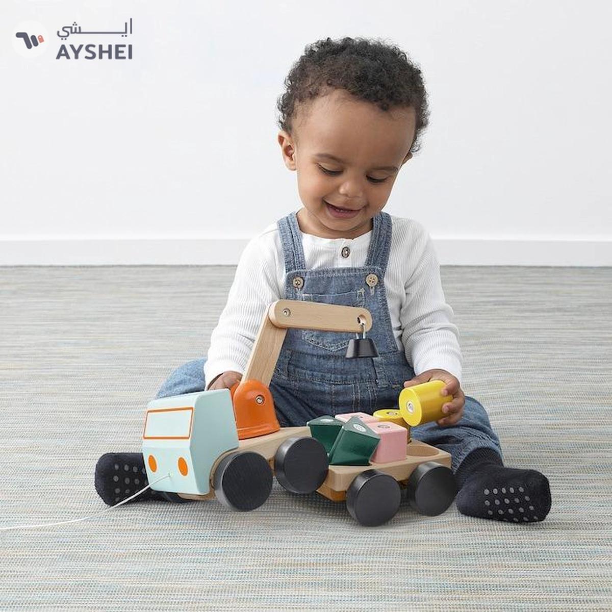 IKEA UPPSTÅ Crane with Blocks, Multicolour/Beech toy for kids-1-portrait