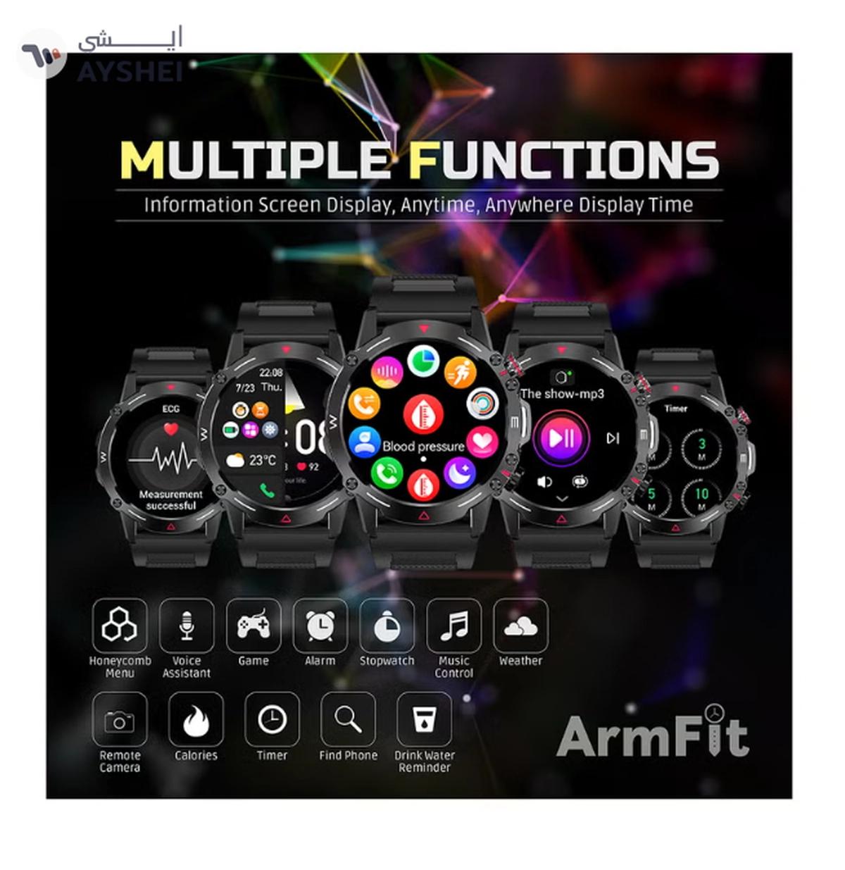 ARMFIT Hulk Smartwatch For Men, AMOLED Always On Display Bluetooth Calling Waterproof Fitness Watches Compatible With Android iOS Black-3-3