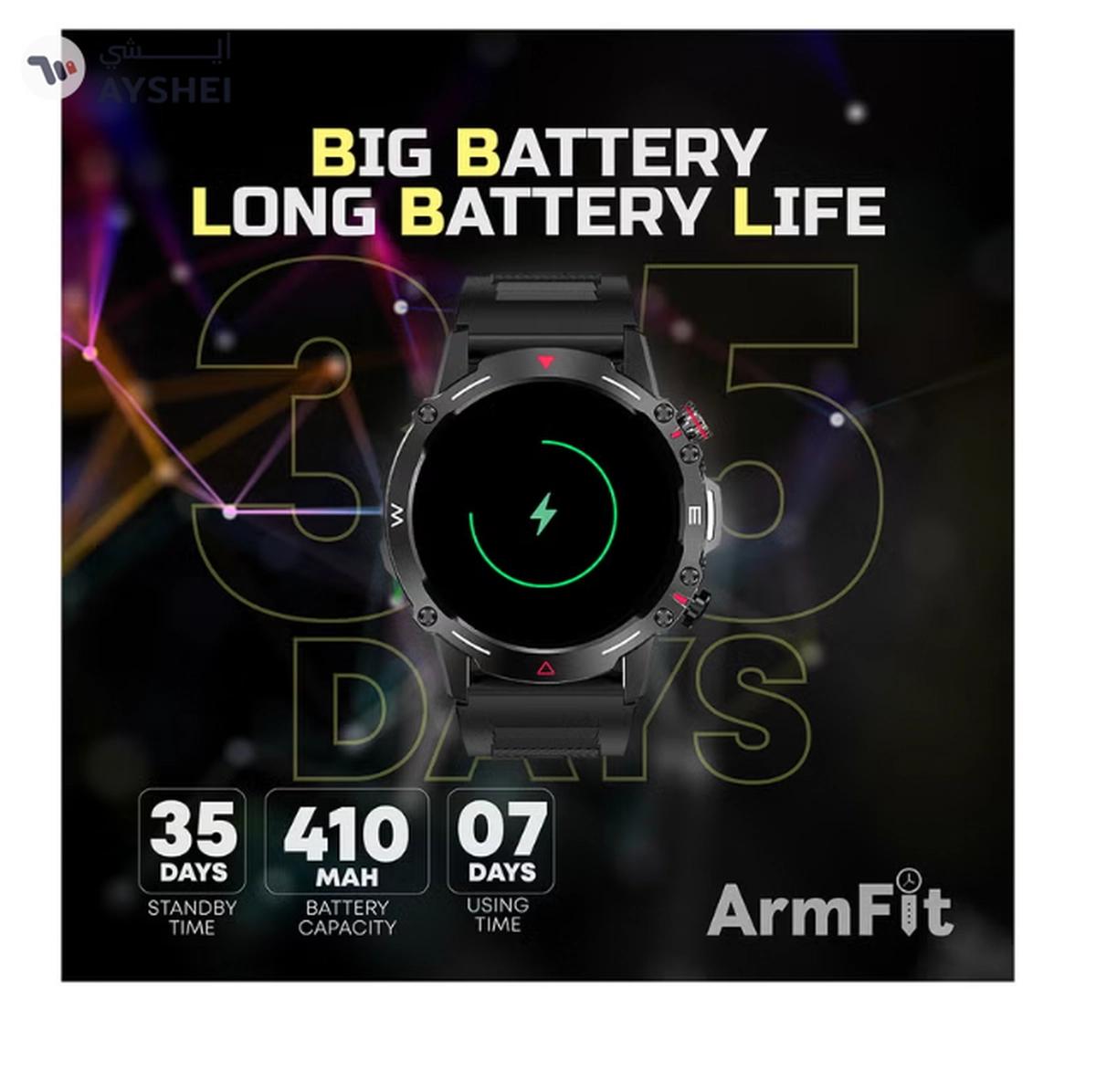 ARMFIT Hulk Smartwatch For Men, AMOLED Always On Display Bluetooth Calling Waterproof Fitness Watches Compatible With Android iOS Black-5-5