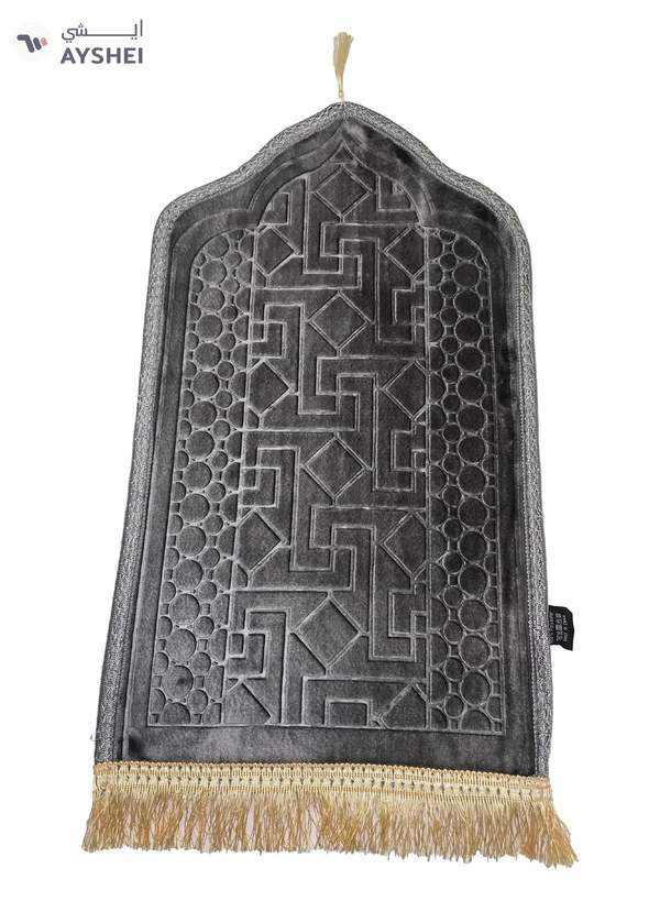 Yuwell Kids Prayer Mat Embossed Prayer Mat Anti-Slip Velvet Top Islamic Prayer Mat Sajadah Mat Prayer Rug Salah Mat For Kids Eid Gifts And Ramadan Gifts 60X35CM Grey