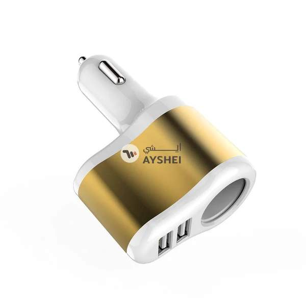 Generic 2.1A Dual USB Car Charger White/Gold