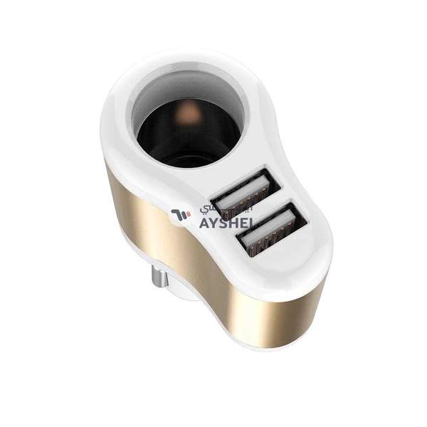 Generic 2.1A Dual USB Car Charger White/Gold