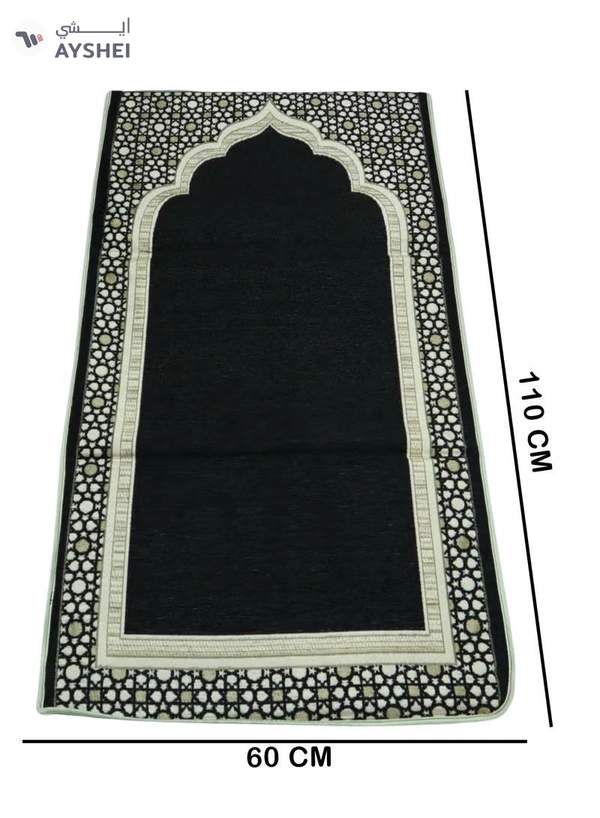 Yuwell Foldable Prayer Mat with Back Support & Carrying Bag, 2-in-1 Prayer Rug Sajadah, Anti-Slip Islamic Salah Mat 110×60CM for Men & Women, Portable Ramadan & Eid Gift Black