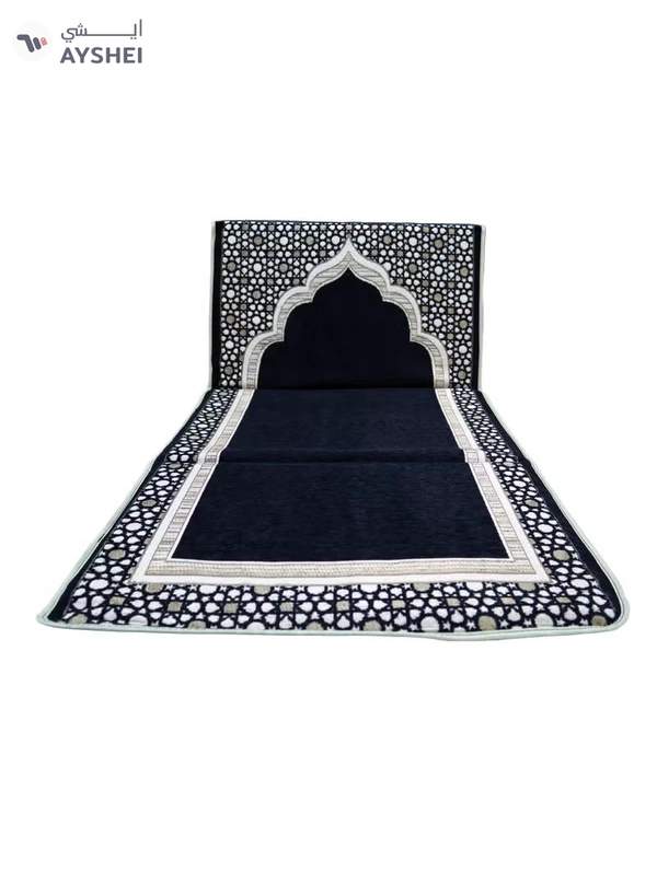 Yuwell Foldable Prayer Mat with Back Support & Carrying Bag, 2-in-1 Prayer Rug Sajadah, Anti-Slip Islamic Salah Mat 110×60CM for Men & Women, Portable Ramadan & Eid Gift Black
