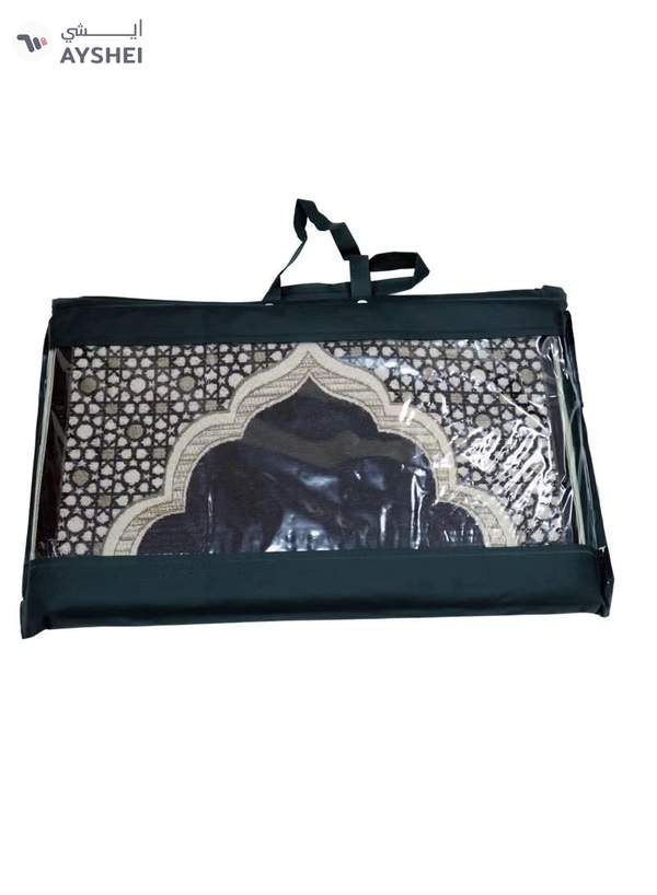 Yuwell Foldable Prayer Mat with Back Support & Carrying Bag, 2-in-1 Prayer Rug Sajadah, Anti-Slip Islamic Salah Mat 110×60CM for Men & Women, Portable Ramadan & Eid Gift Black