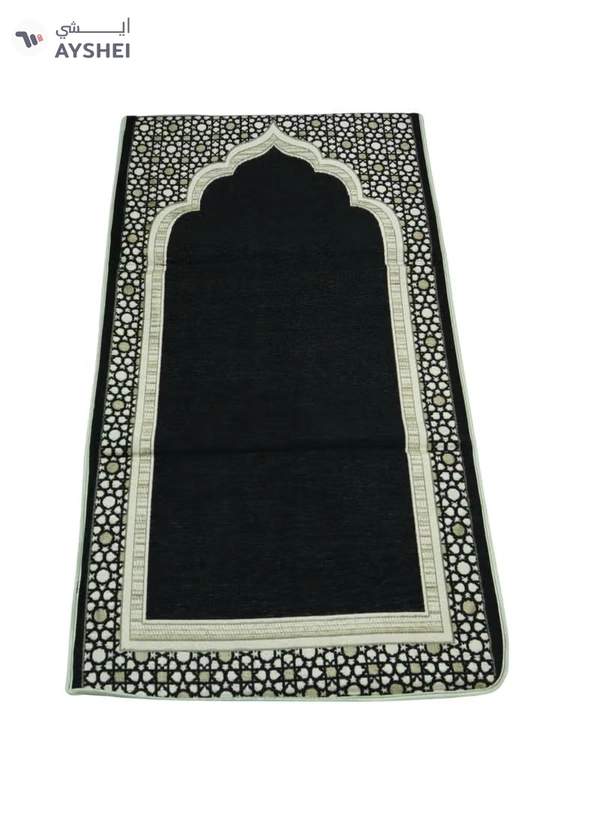 Yuwell Foldable Prayer Mat with Back Support & Carrying Bag, 2-in-1 Prayer Rug Sajadah, Anti-Slip Islamic Salah Mat 110×60CM for Men & Women, Portable Ramadan & Eid Gift Black