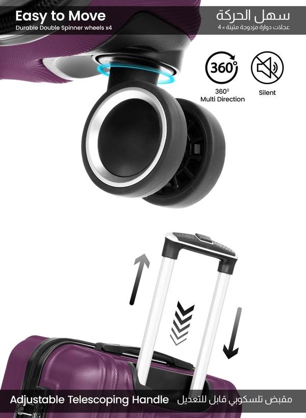 PARAJOHN ABS Material 3-Piece Hardsided Luggage Set Purple