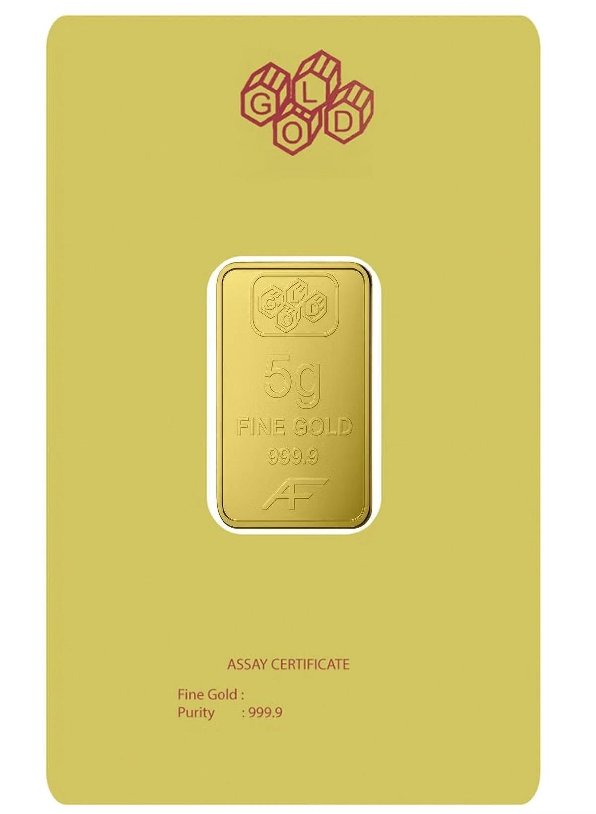 24K Gold Bar 5 gram Gold Bar Al Fardan UAE (999.9% Pure Gold) - Variable Design-1-portrait